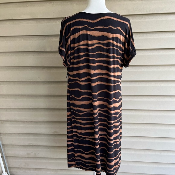 •LOFT• Tiger Stripe Draped Neckline Mini Dress - Size Medium - Picture 4 of 6